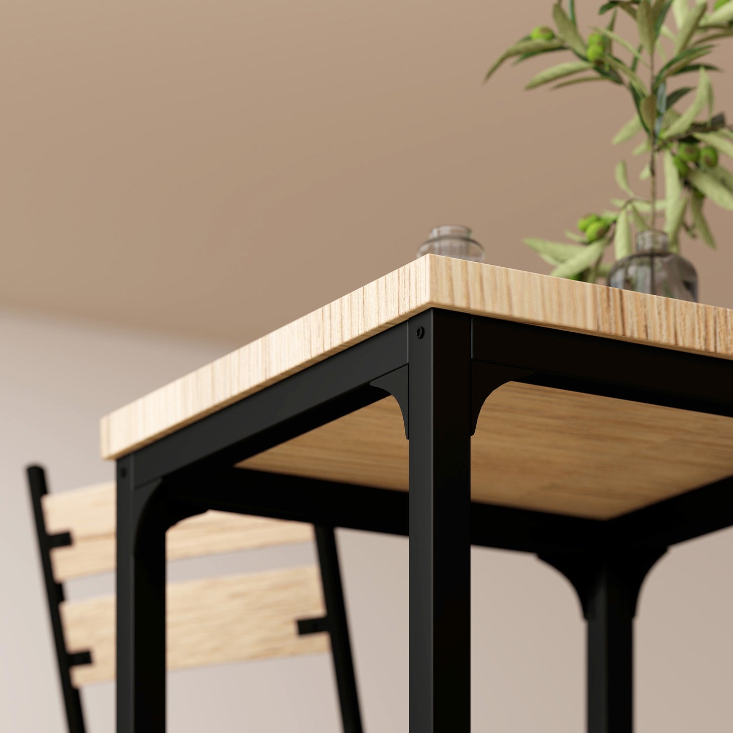 3-Piece Dining Table Set for 2 – Light Wood