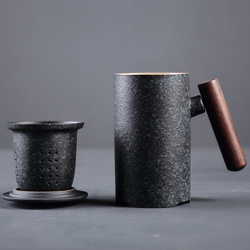Japanese Ceramic Mug with Wooden Handle