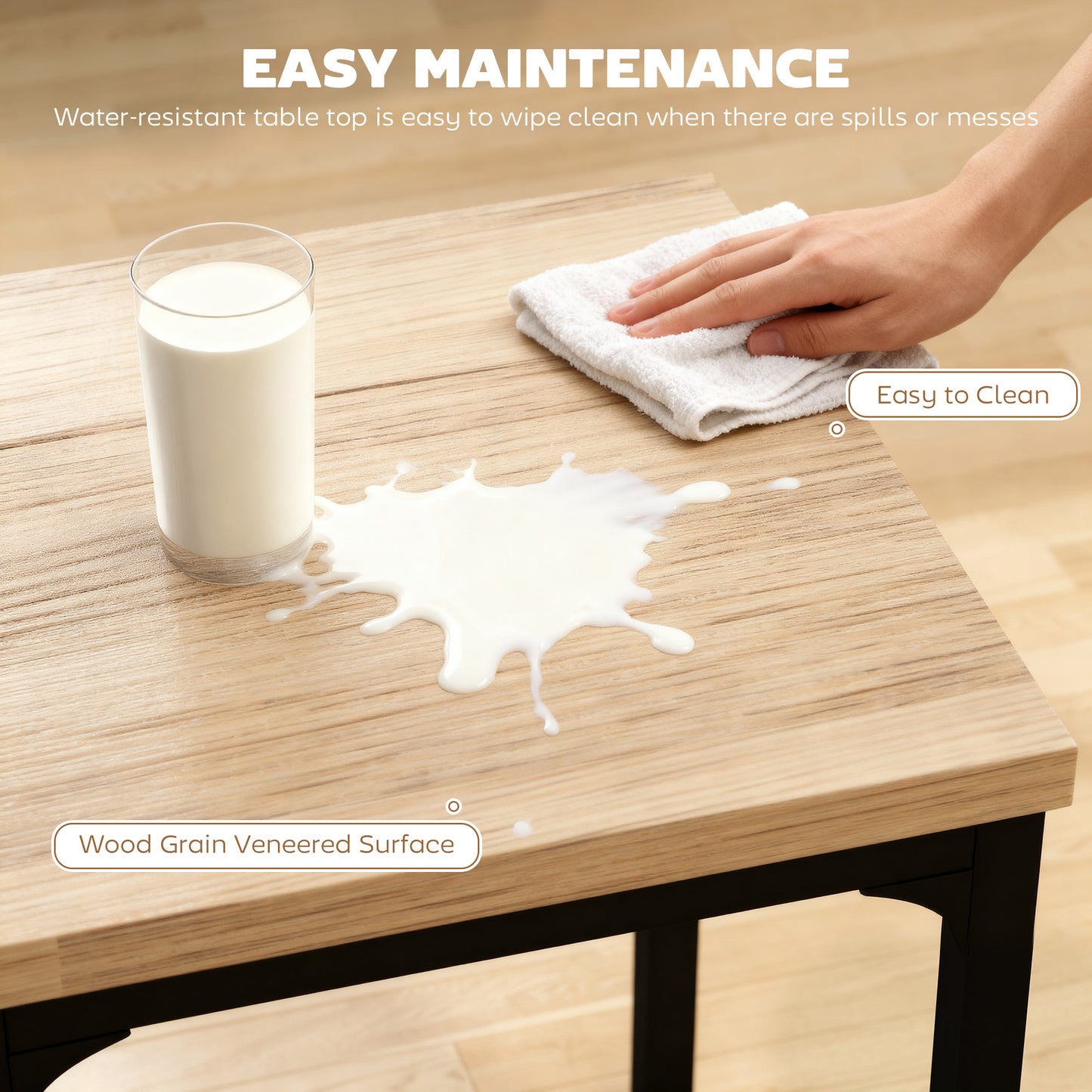 3-Piece Dining Table Set for 2 – Light Wood