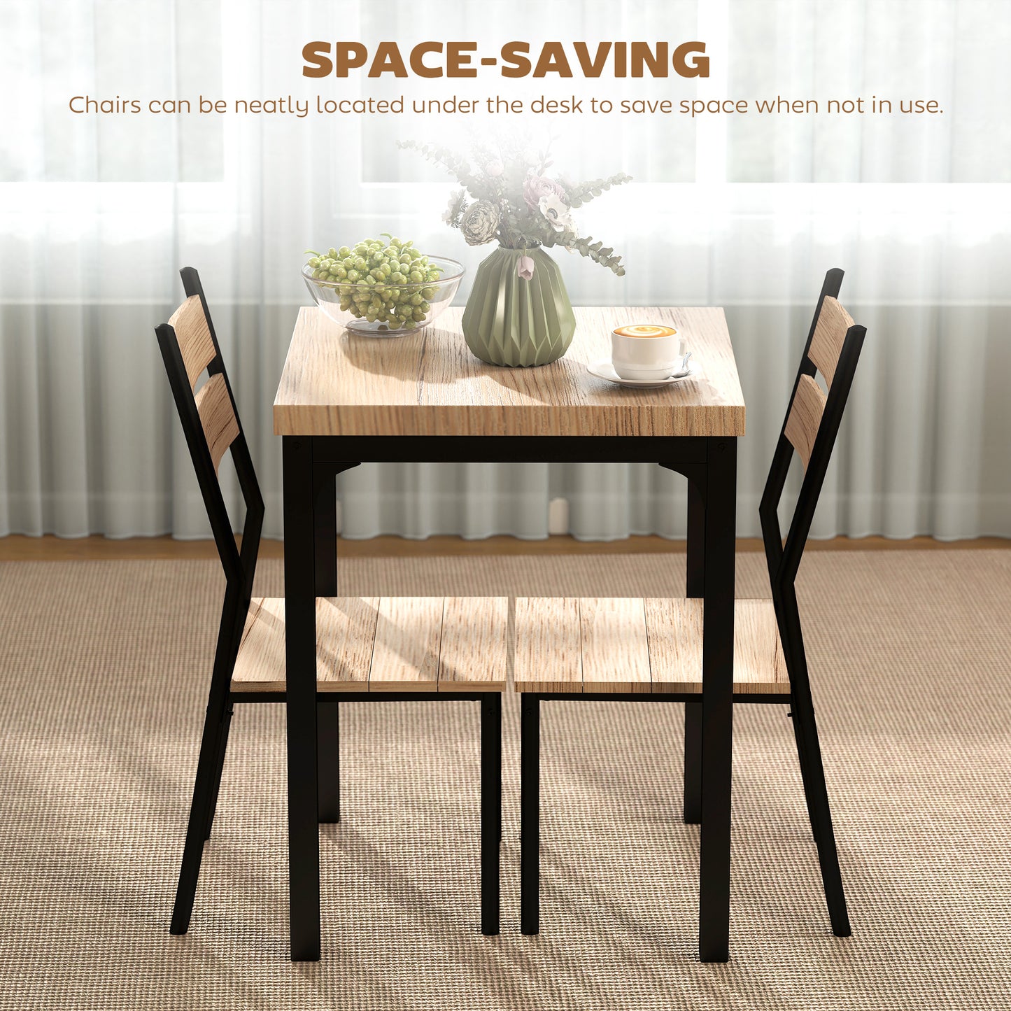 3-Piece Dining Table Set for 2 – Light Wood
