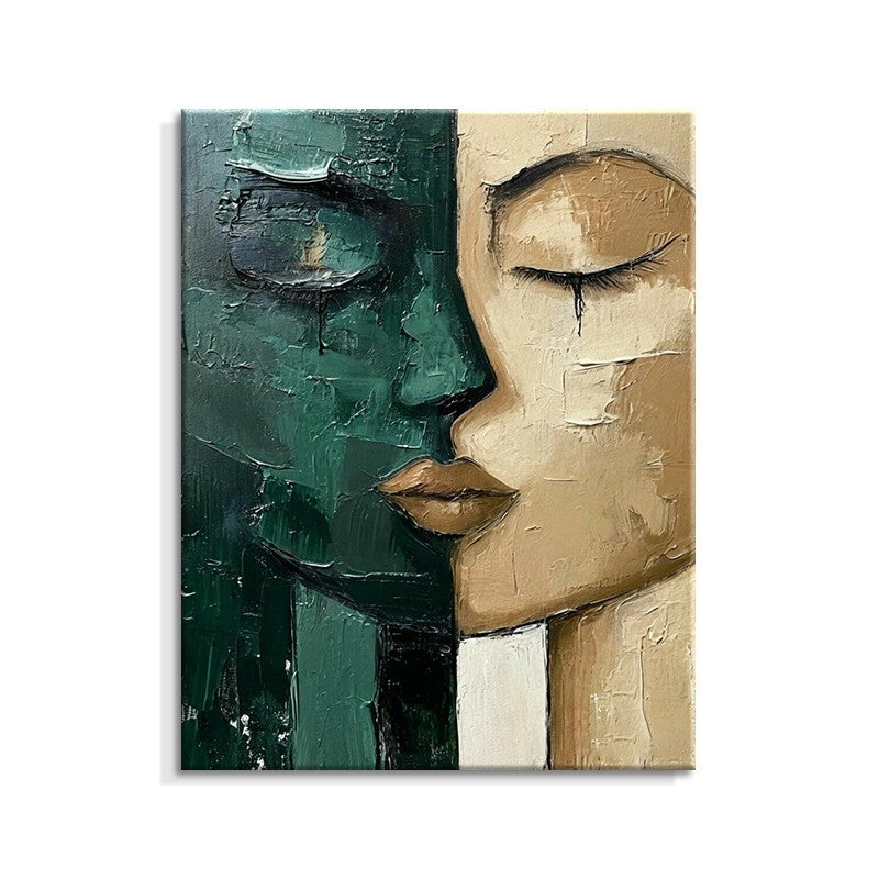 Modern Hand-Painted Face Canvas Art for Home Decor
