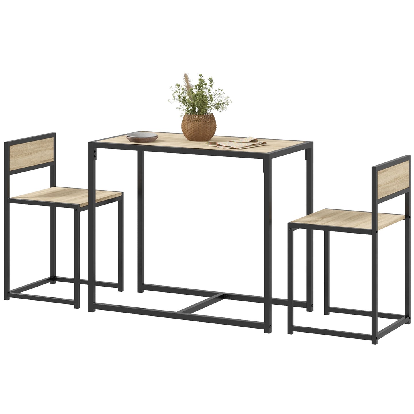 Dining Table Set for 2 with 1 Table & 2 Chairs – Oak