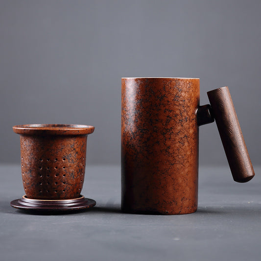 Japanese Ceramic Mug with Wooden Handle