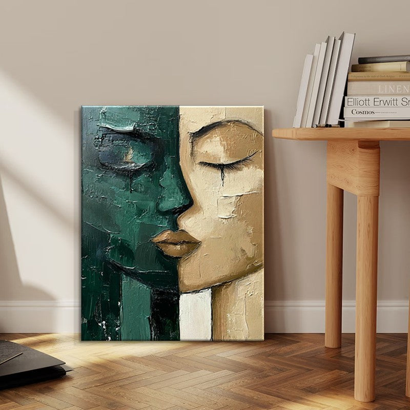 Modern Hand-Painted Face Canvas Art for Home Decor