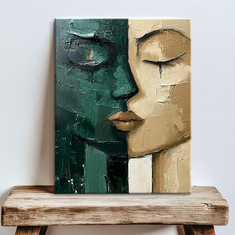 Modern Hand-Painted Face Canvas Art for Home Decor
