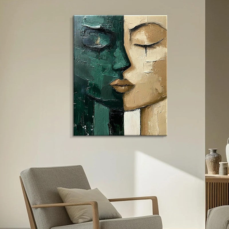 Modern Hand-Painted Face Canvas Art for Home Decor