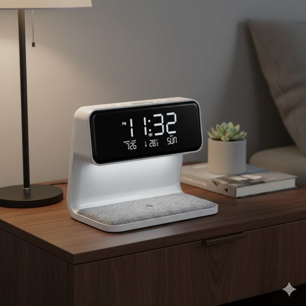 Wireless Charging Desk Lamp with Alarm Clock