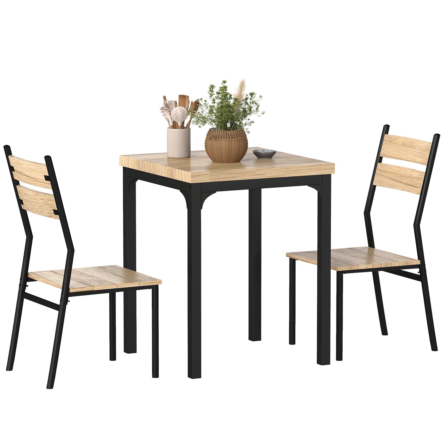 3-Piece Dining Table Set for 2 – Light Wood