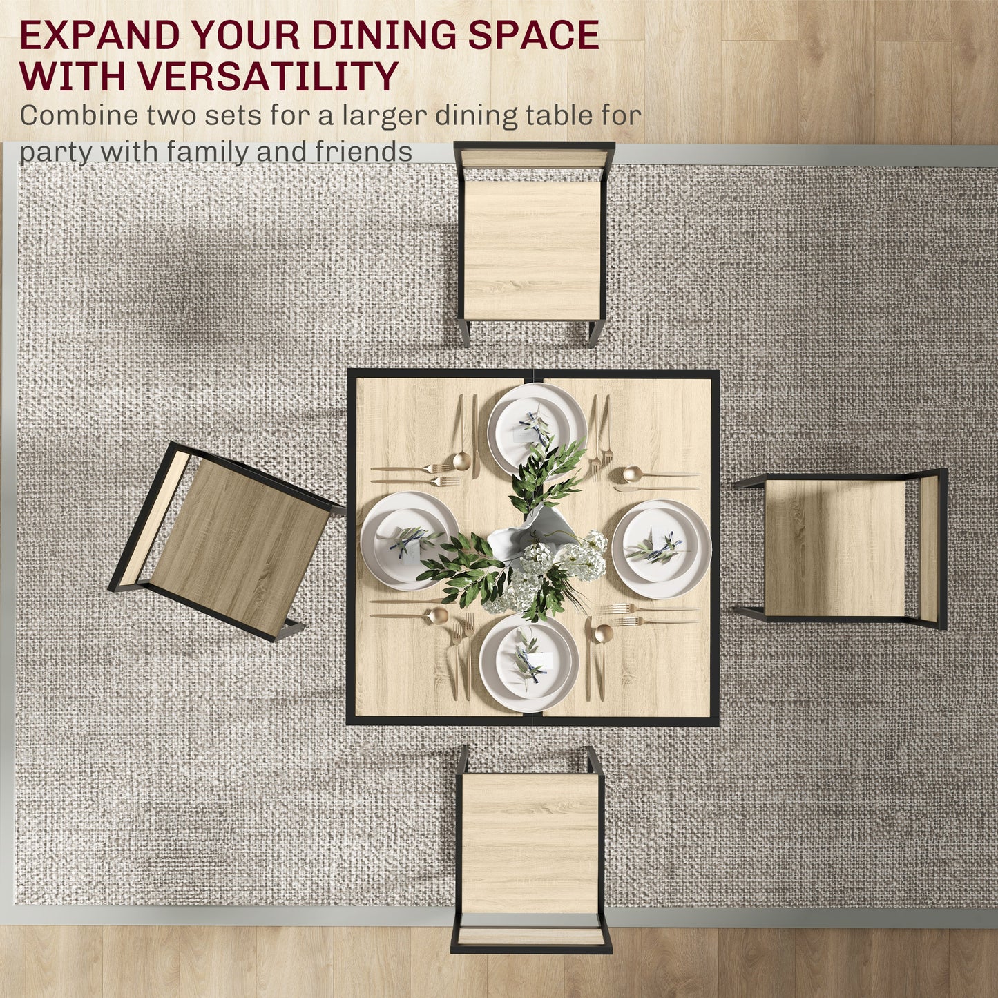 Dining Table Set for 2 with 1 Table & 2 Chairs – Oak