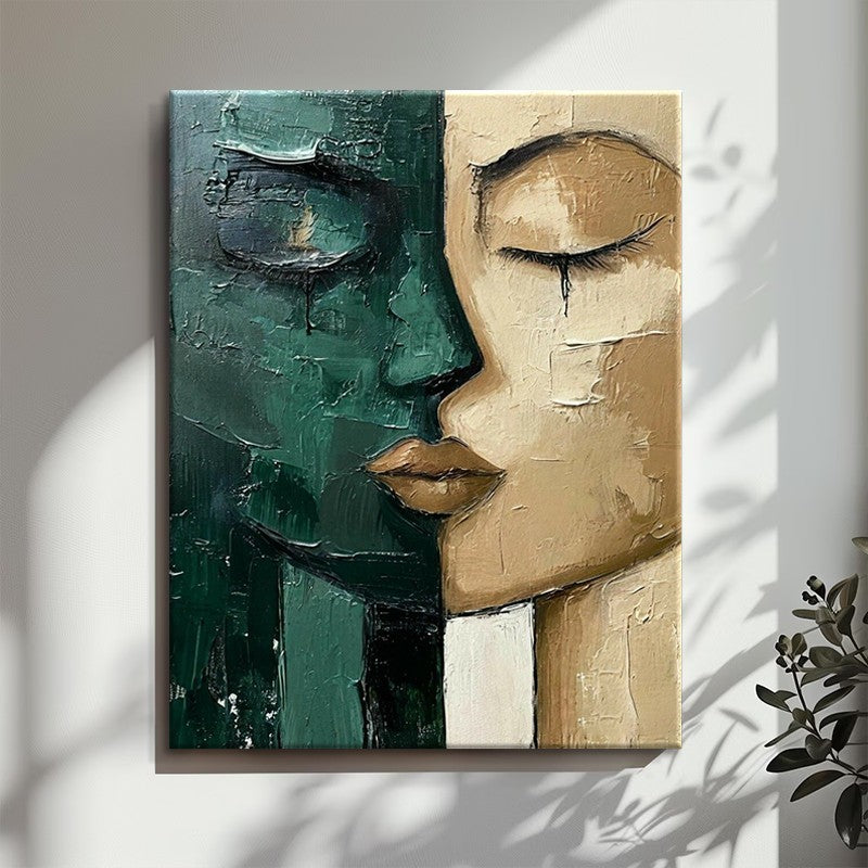 Modern Hand-Painted Face Canvas Art for Home Decor