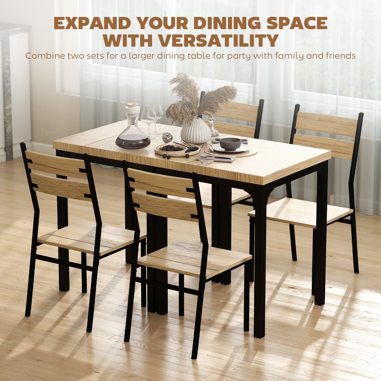 3-Piece Dining Table Set for 2 – Light Wood